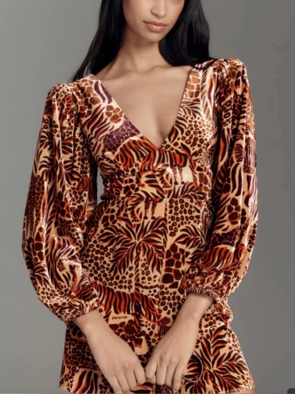 FARM Rio Multicolor Animal-Print V-Neck Romper